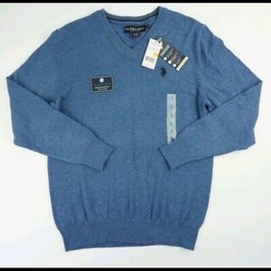 US Polo Assn Blue V-neck Performance Sweater